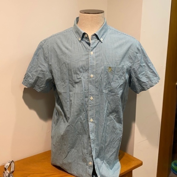 Original Penguin gingham plaid button down slim fit Oxford shirt - Picture 1 of 9